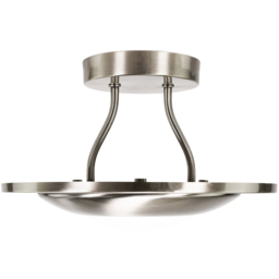 Happy Homewares Satin Nickel LED Semi Flush Ceiling Light - Size: 18 x 30 x 30cm - Silver - Wilko - thumbnail 7