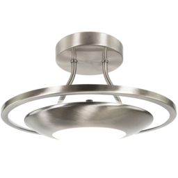 Happy Homewares Satin Nickel LED Semi Flush Ceiling Light - Size: 18 x 30 x 30cm - Silver - Wilko - thumbnail 4