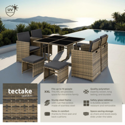 tectake Bilbao 8 Seater Nature Garden Dining Set - Brown - Wilko - thumbnail 7