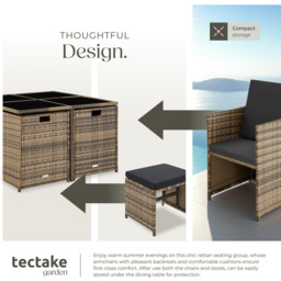 tectake Bilbao 8 Seater Nature Garden Dining Set - Brown - Wilko - thumbnail 5