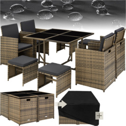 tectake Bilbao 8 Seater Nature Garden Dining Set - Brown - Wilko - thumbnail 3