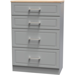 Crowndale Kent 4 Drawer Dusk Grey and Bardolino Oak Deep Chest of Drawers Ready Assembled - Dusk Grey & Bardolino Oak - Wilko - thumbnail 5
