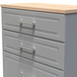 Crowndale Kent 4 Drawer Dusk Grey and Bardolino Oak Deep Chest of Drawers Ready Assembled - Dusk Grey & Bardolino Oak - Wilko - thumbnail 6