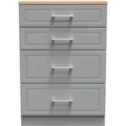 Crowndale Kent 4 Drawer Dusk Grey and Bardolino Oak Deep Chest of Drawers Ready Assembled - Dusk Grey & Bardolino Oak - Wilko - thumbnail 3