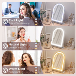 Portland 3 Colour 360 Degree Rotation LED Lighted Vanity Mirror with Touch Screen - Size: 59 x 12 x 43cm - White - Wilko - thumbnail 6