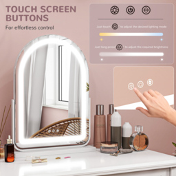 Portland 3 Colour 360 Degree Rotation LED Lighted Vanity Mirror with Touch Screen - Size: 59 x 12 x 43cm - White - Wilko - thumbnail 5