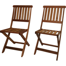 Samuel Alexander Set of 2 Bowness Wooden Folding Garden Chair - Size: 1 Seater - Brown - Wilko - thumbnail 4