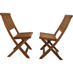 Samuel Alexander Set of 2 Bowness Wooden Folding Garden Chair - Size: 1 Seater - Brown - Wilko - thumbnail 3
