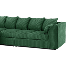 Luxor 4 Seater Green Jumbo Cord Left Hand Facing Scatter Back L Shaped Corner Sofa Set - Wilko - thumbnail 4