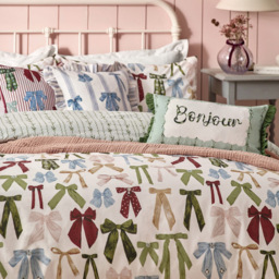 furn. Noortje Bows Single Silk Pink Duvet Set - Multi - Wilko - thumbnail 3