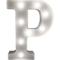 St Helens Battery Operated 3D LED Letter P Light - Size: 14 x 3 x 22cm - White - Wilko
