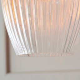 Merano Livorno Ribbed Glass Bright Nickel Plate Dome Pendant Ceiling Light - Size: 21 x 21 x 157.5cm - Grey - Wilko - thumbnail 5