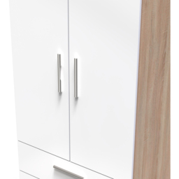 Crowndale Contrast 2 Door 2 Drawer White and Bardolino Oak Tall Wardrobe Ready Assembled - Size: 2 Door, 2 Drawer - Wilko - thumbnail 6