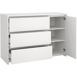 Florence Next Single Door 3 Drawer White Sideboard - Size: 83.8 x 118.6 x 48.1cm - Furniture To Go - Wilko - thumbnail 5