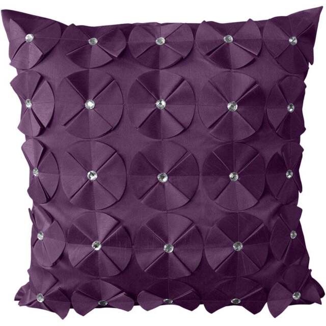 Intimates Vogue Diamante Aubergine Filled Cushion 56 x 56cm 2 Pack - Purple - Wilko - image 1