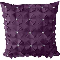 Intimates Vogue Diamante Aubergine Filled Cushion 56 x 56cm 2 Pack - Purple - Wilko - thumbnail 1