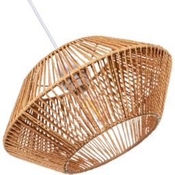Happy Homewares Natural Brown Paper String Easy Fit Pendant Shade - Size: 16 x 32 x 32cm - Wilko - thumbnail 5