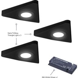 Sorrelis Neris TriGlow Black Triangle 3 Cabinet Light Kit - Size: 2.6 x 17 x 14cm - Wilko - thumbnail 4
