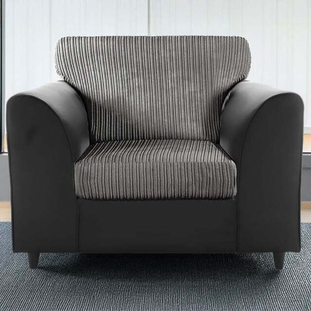 Luxor Single Seater Black and Grey Jumbo Cord Armchair - Multi - Wilko - image 1