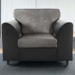 Luxor Single Seater Black and Grey Jumbo Cord Armchair - Multi - Wilko - thumbnail 1
