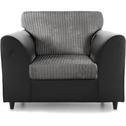 Luxor Single Seater Black and Grey Jumbo Cord Armchair - Multi - Wilko - thumbnail 3