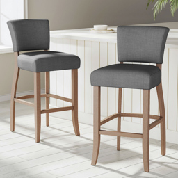 Living and Home Wooden Bar Stool Set of 2 - Grey - Wilko