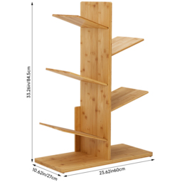 H&O Direct 5 Shelf Wooden Tree Bookshelf - Size: 84.5 x 60 x 27cm - Cream - Wilko - thumbnail 7