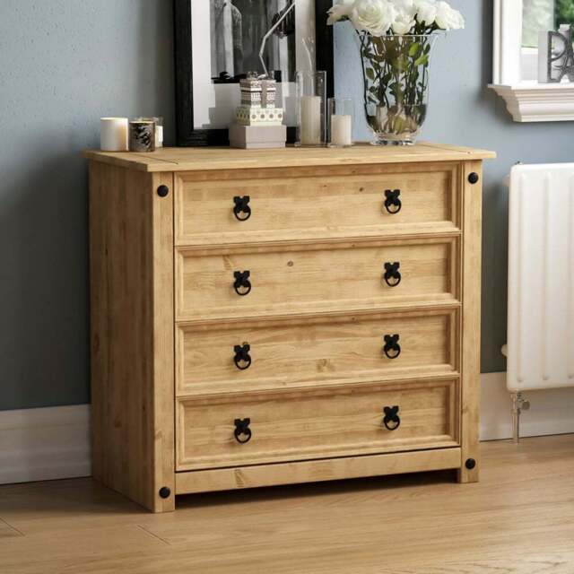 Vida Designs Corona 4 Drawer Rustic Pine Chest of Drawers - Brown - Wilko - image 1