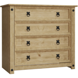 Vida Designs Corona 4 Drawer Rustic Pine Chest of Drawers - Brown - Wilko - thumbnail 3