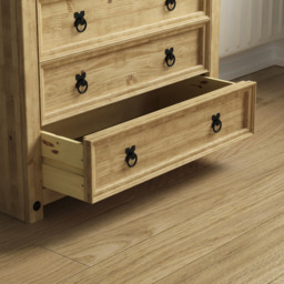 Vida Designs Corona 4 Drawer Rustic Pine Chest of Drawers - Brown - Wilko - thumbnail 6