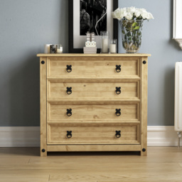 Vida Designs Corona 4 Drawer Rustic Pine Chest of Drawers - Brown - Wilko - thumbnail 7