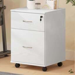 HOMCOM 2 Drawer White Office Mobile Filing Cabinet - Size: 58 x 39 x 41cm - Wilko