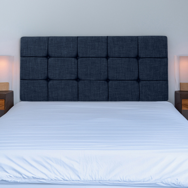 Bedmaster Super King Midnight Linen Pearl Squared Headboard - Blue - Wilko - image 1