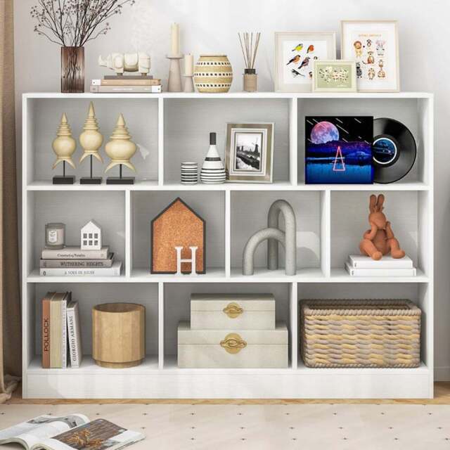 Costway 10 Cube White Bookshelf - Size: 11 Shelf - Wilko - image 1