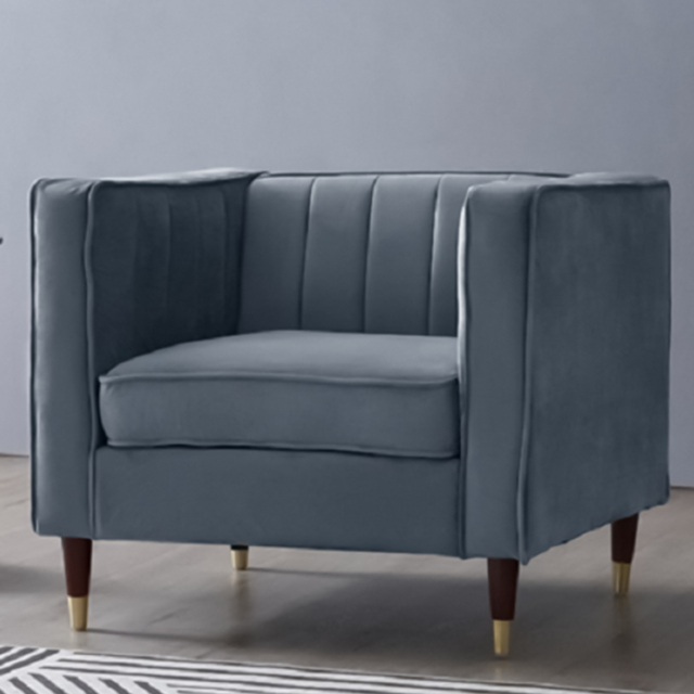 Home Detail Thomas Grey Velvet Sofa Chair - Size: Single - Wilko - image 1