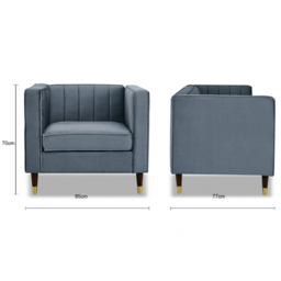Home Detail Thomas Grey Velvet Sofa Chair - Size: Single - Wilko - thumbnail 7
