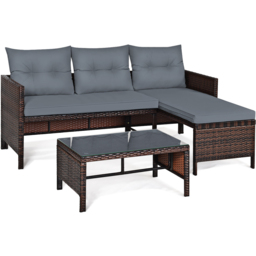 Costway 3 Seater Bistro Set with Cushion Grey - Size: 2 Seater - Wilko - thumbnail 3