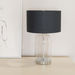 ValueLights Jessy Silver Glass LED Table Lamp with Black and Chrome Lamp Shade - Size: 45 x 25 x 25cm - White - Wilko - thumbnail 3