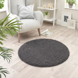 My Rug Charcoal Round Rug 100cm - Size: 100 x 100 x 2cm - grey - Wilko - thumbnail 3