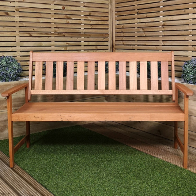 Samuel Alexander Cartmel 3 Seater Wooden Garden Patio Bench - Brown - Wilko - image 1