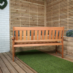Samuel Alexander Cartmel 3 Seater Wooden Garden Patio Bench - Brown - Wilko - thumbnail 3