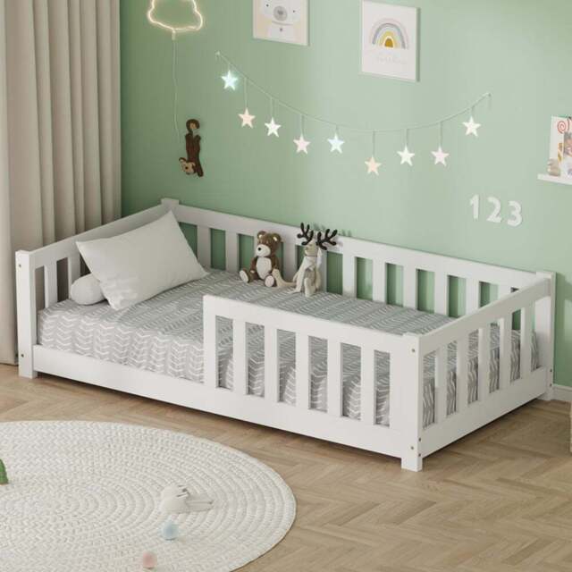FurnitureHMD White Pine Wood Kids Bed Frame - Size: Single - Wilko - image 1