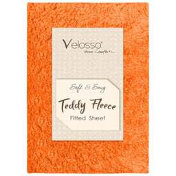 Velosso Double Rust Teddy Fleece Fitted Sheet - Orange - Wilko - thumbnail 1
