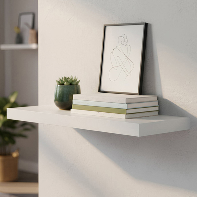 Harbour Housewares 60cm 3 Pack White Floating Wall Shelf - Size: 28 x 66 x 8cm - Wilko