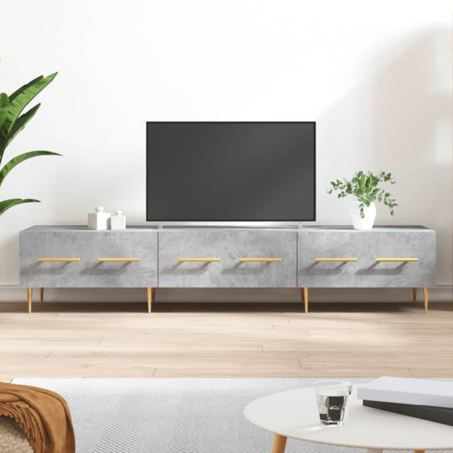 vidaXL 3 Drawer Concrete Grey TV Cabinet - Size: 30 x 150 x 36cm - Wilko - image 1