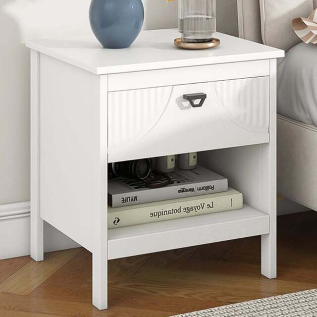 Costway Single Drawer Single Shelf White End Table - Size: 45 x 40 x 50cm - Wilko - image 1