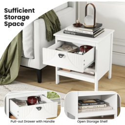 Costway Single Drawer Single Shelf White End Table - Size: 45 x 40 x 50cm - Wilko - thumbnail 7