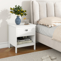 Costway Single Drawer Single Shelf White End Table - Size: 45 x 40 x 50cm - Wilko - thumbnail 6