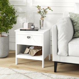 Costway Single Drawer Single Shelf White End Table - Size: 45 x 40 x 50cm - Wilko - thumbnail 4