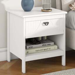 Costway Single Drawer Single Shelf White End Table - Size: 45 x 40 x 50cm - Wilko - thumbnail 1